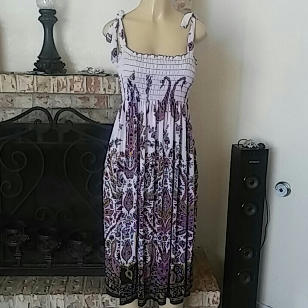 F C sleeveless summer shirred dress